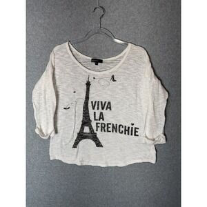Weavers Sweater Womens Large Viva La Frenchie Eiffel Tower Paris Lightweight Pul